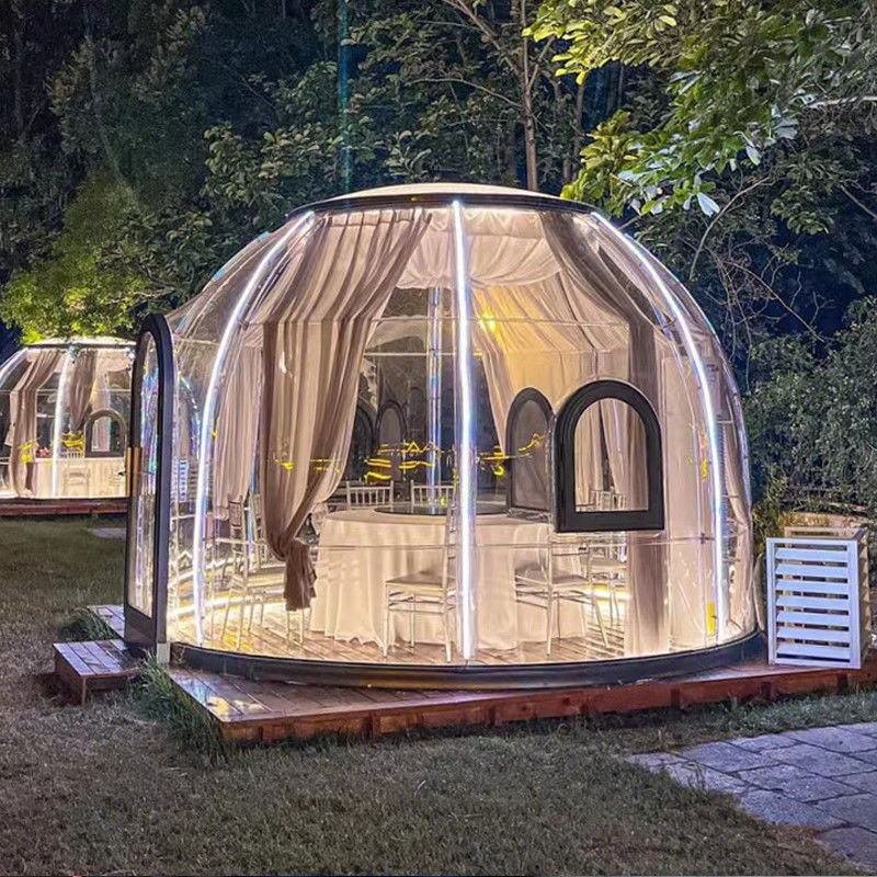 Prefab Glamping Geodesic Dome House Outdoor Dinning Room Waterproof PC Domes