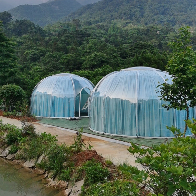 PC Transparent Dome House Clear Bubble Tents With Lighting System And UV Protection