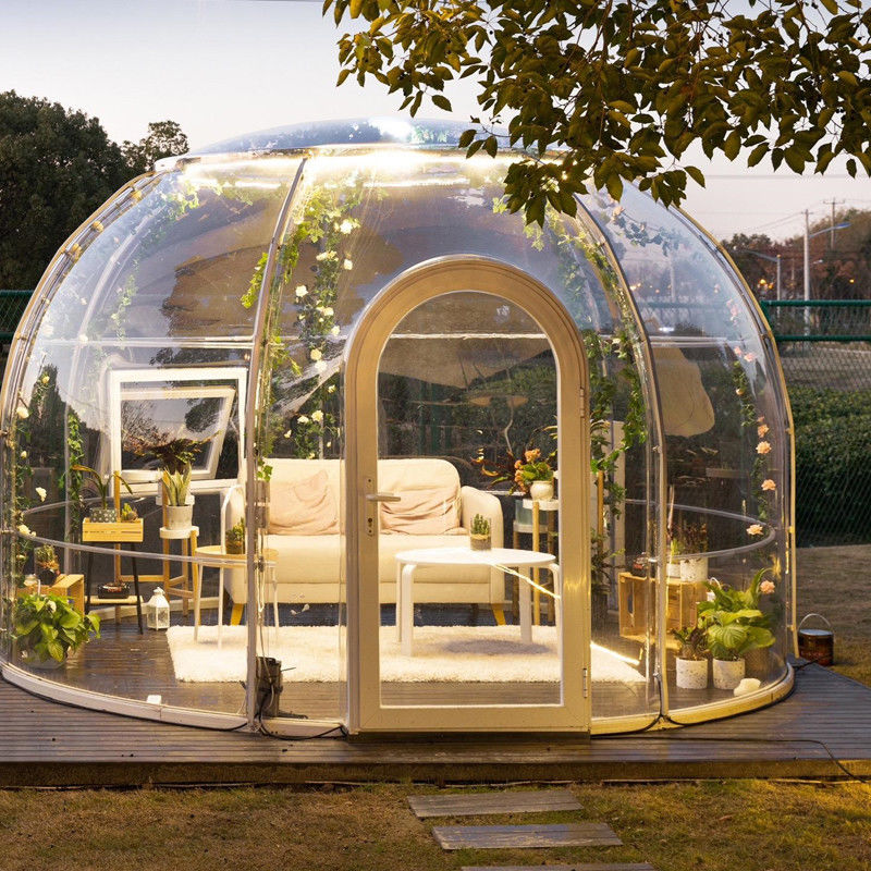 PC Clear Dome House Outdoor Bubble Tents With Aluminium Window And LED Light