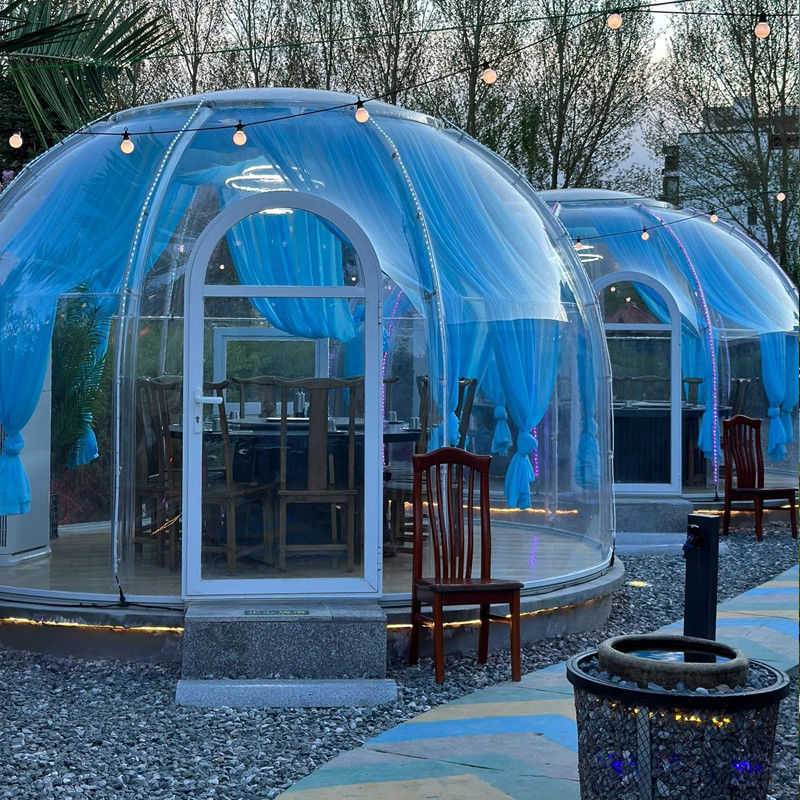 PC Clear Dome House Outdoor Bubble Tents With Aluminium Window And LED Light