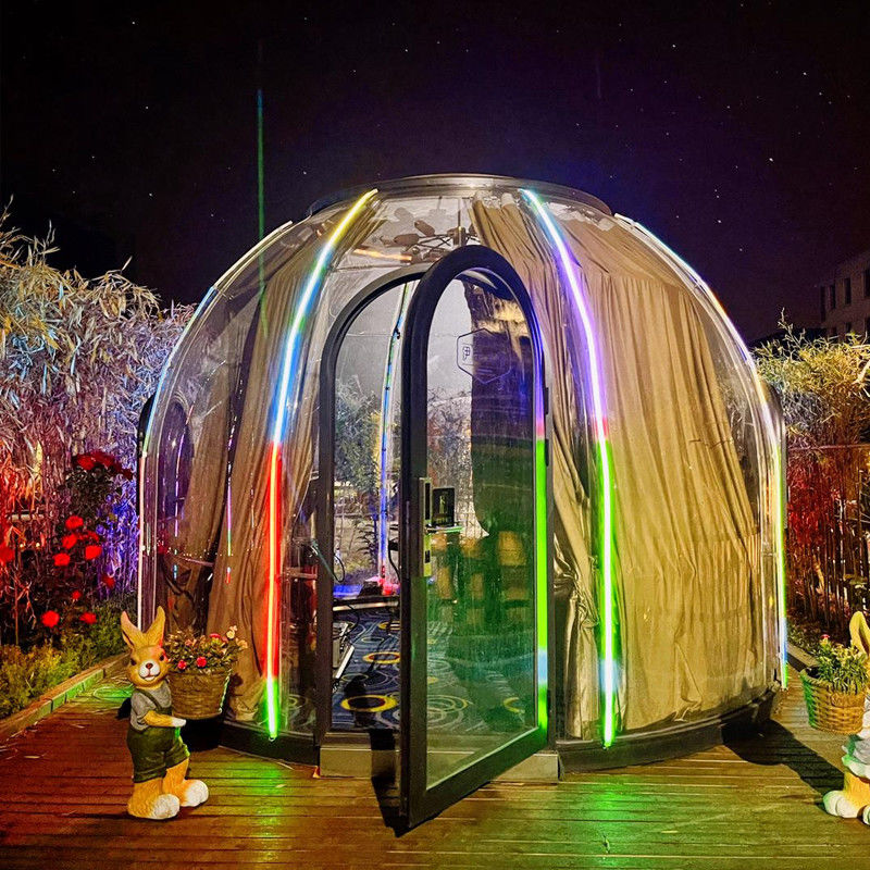 LED Light Outdoor Bubble Tents PC Clear Transparent Sunroom Dome Tents